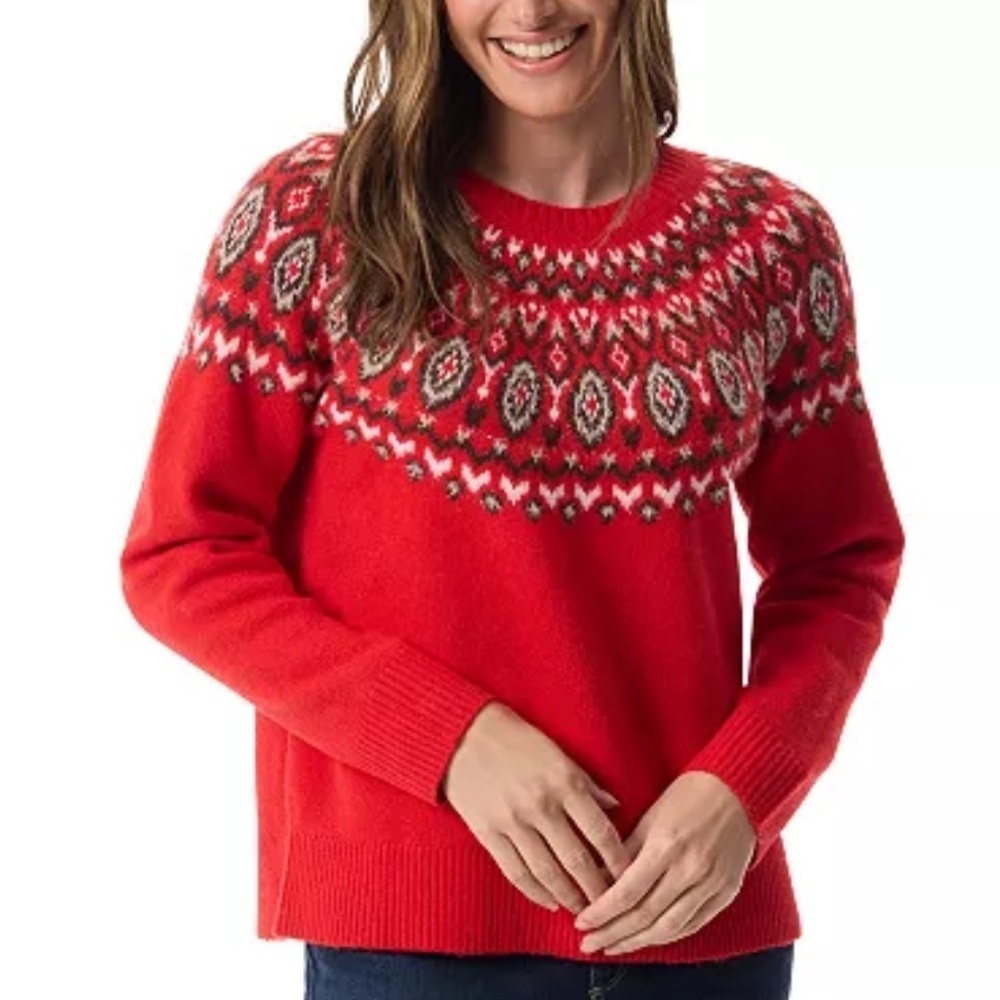 Gloria Vanderbilt
Women's Juna Fair Isle Long-Sleeve Sweater strawberry kiss red